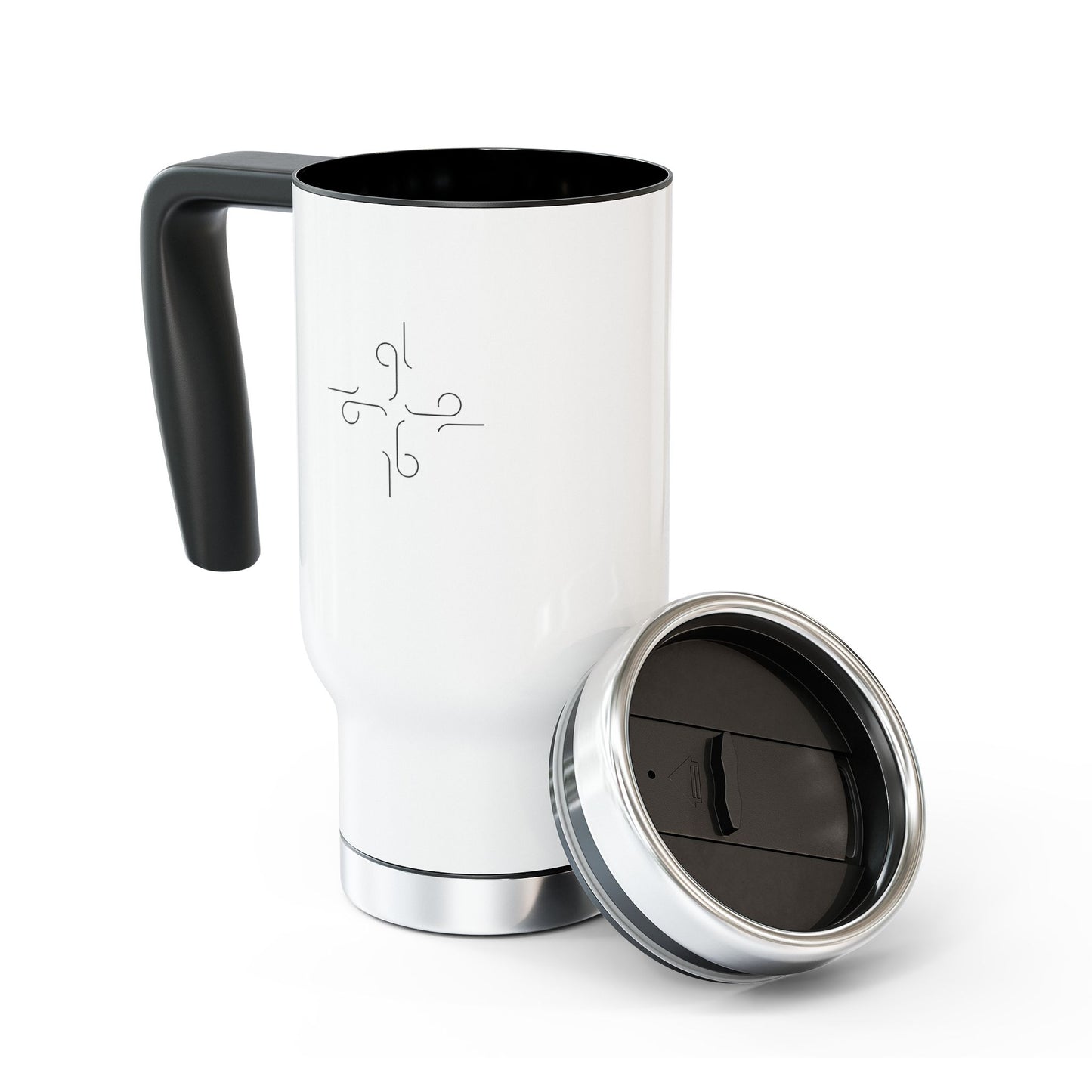14oz Stainless Steel Travel Mug with Handle — Logo Cross Symbol