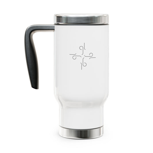 14oz Stainless Steel Travel Mug with Handle — Logo Cross Symbol